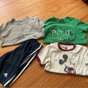Polo Green Tee, Mickey Tee, Jordan Tee & Adidas Shorts Set Size 4